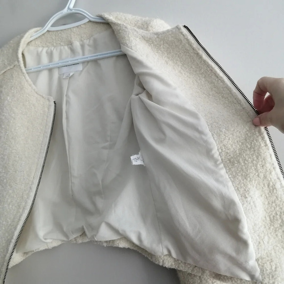 Club Monaco Sherpa Wool Blend Cream Zip Up Blazer Size 4 - Picture 7 of 16